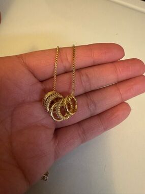 Gold Interlocking Circle Necklace - Women's Jewelry